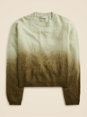 J.Crew Dip-Dyed Brushed Cashmere Sweater Small Sea Mist Pine Green $198 CG676